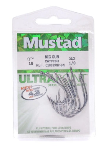 10 Pack Mustad Ultra Point C10829NPBN-20 Big Gun Catfish Hooks
