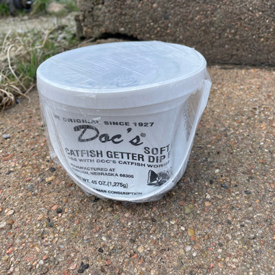 Doc's Catfish Dip Bait 45 oz Tubs Extra Stiff - Dented Container 50% off