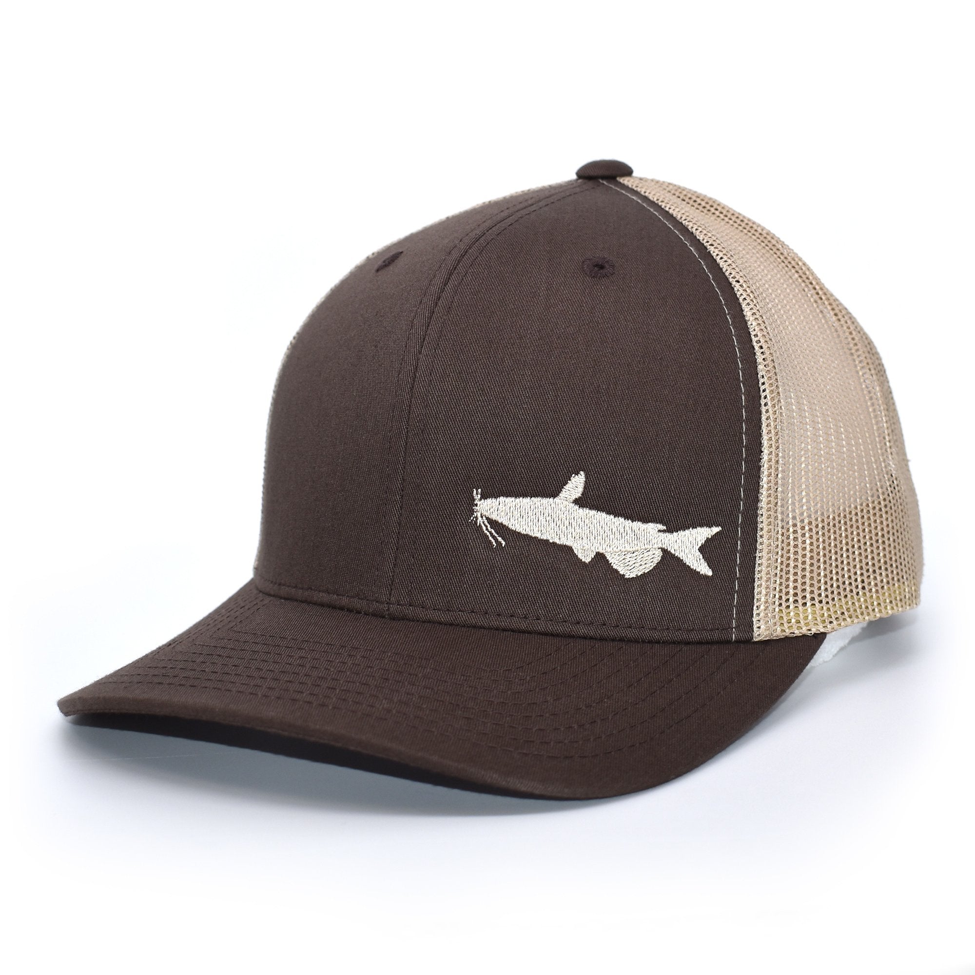 Bucks of America Catfish Fishing Brown Retro Trucker Hat Mondocat Fish Big or Go Home