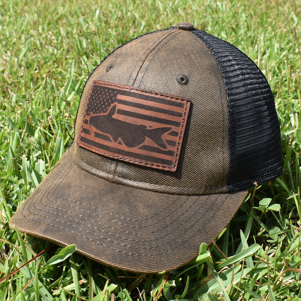 Catfish Leather Patch Flag Hat - Brown / Black - Bucks of America