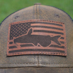 Catfish Leather Patch Flag Hat - Brown / Black - Bucks of America